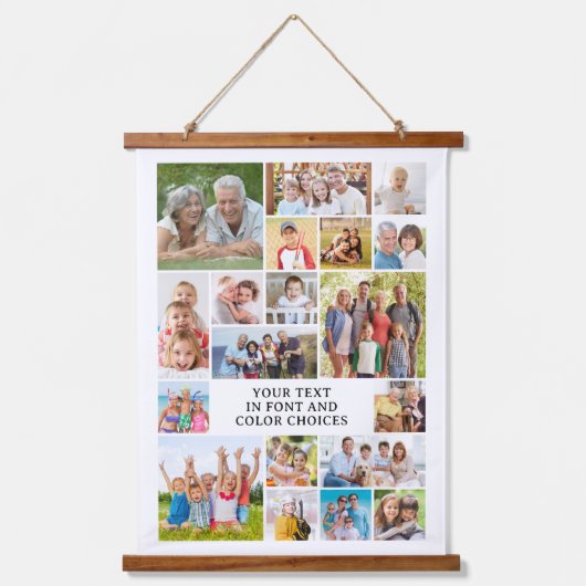 シンプル19フォトコラージュパーソナライズされたカスタム 吊り下げ型タペストリー (正面)