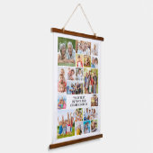 シンプル19フォトコラージュパーソナライズされたカスタム 吊り下げ型タペストリー (傾斜あり)