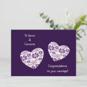 シンプル2つのハートおめでとうが結婚あなたのカード 招待状 (スタンド正面)