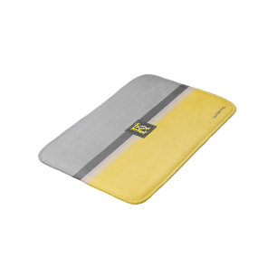 シンプル2の調子の黄色および灰色のイニシャルのモノグラム バスマット