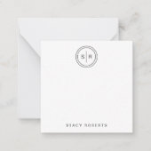 シンプル2イニシャルサークモノグラムのスクエア ノートカード (正面)
