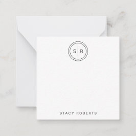 シンプル2イニシャルサークモノグラムのスクエア ノートカード