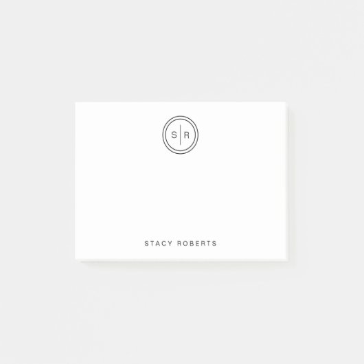 シンプル2イニシャル円モノグラムの ポストイット (正面)