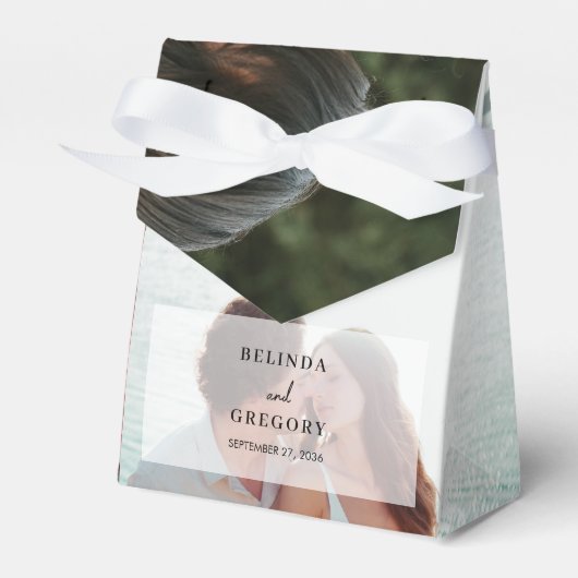 シンプル2エレガントフォトオーバーレイスクリプ結婚ト フェイバーボックス (正面サイド)