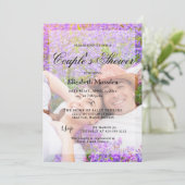 シンプル2エレガント写真ミニマリストカップルのシャワー 招待状 (スタンド正面)