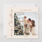 シンプル2エレガント枚スタイリッシュの写真クリスマスグリーティング シーズンカード (正面)