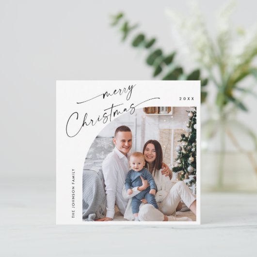 シンプル2エレガント枚スタイリッシュの写真クリスマスグリーティング シーズンカード (スタンド正面)