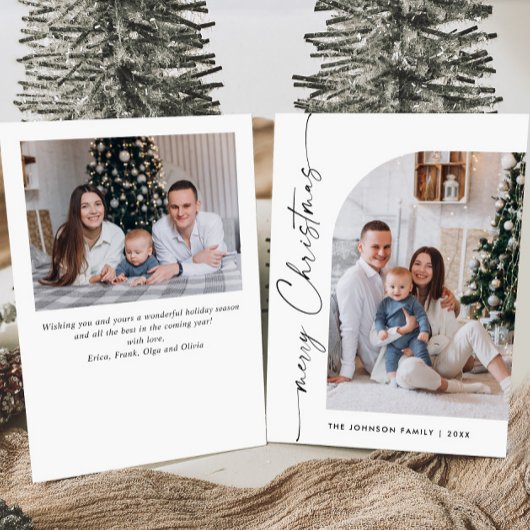 シンプル2エレガント枚スタイリッシュの写真クリスマスグリーティング シーズンカード