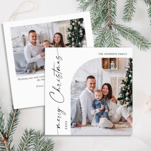 シンプル2エレガント枚スタイリッシュの写真クリスマスグリーティング シーズンカード