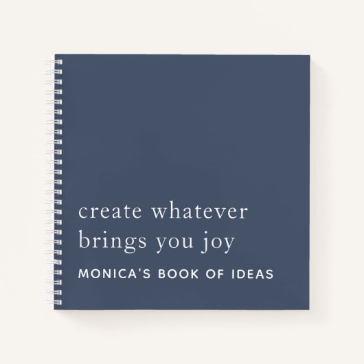 シンプル2カスタム引用文やる気を起こさせるダスティネイビーブルー ノートブック (正面)