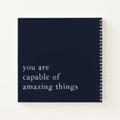 シンプル2カスタム引用文やる気を起こさせる白海軍 ノートブック (裏面)