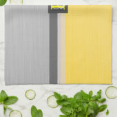 シンプル2トーンイエローとグレーイニシャルモノグラム キッチンタオル (折り畳み)