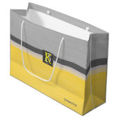 シンプル2トーンイエローとグレーイニシャルモノグラム ラージペーパーバッグ (正面アングル)