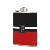 シンプル2トーンブラックとレッドイニシャルモノグラム フラスク (左)