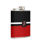 シンプル2トーンブラックとレッドイニシャルモノグラム フラスク (右)