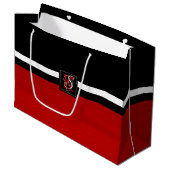 シンプル2トーンブラックとレッドイニシャルモノグラム ラージペーパーバッグ (正面アングル)