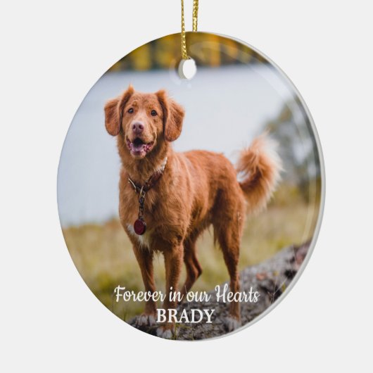 シンプル2パーソナライズされたフォト悔やみや弔慰ペット記念館 セラミックオーナメント (左)