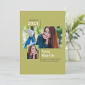 シンプル2フォトカレッジ卒業式アボカドアナウンチ 案内状 (スタンド正面)