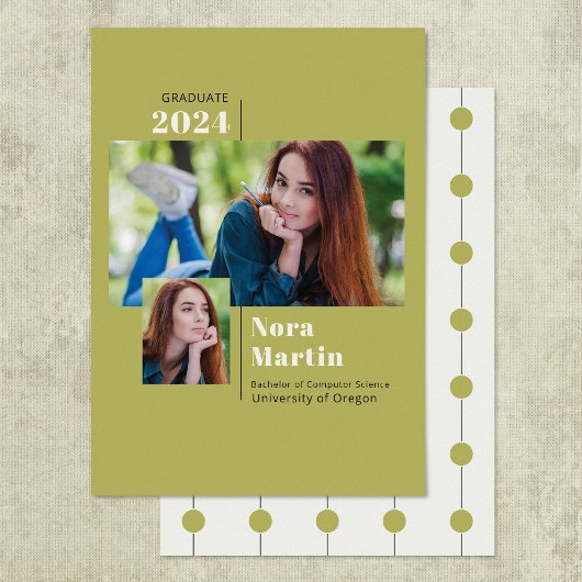 シンプル2フォトカレッジ卒業式アボカドアナウンチ 案内状