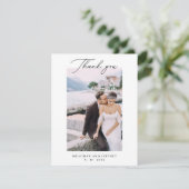 シンプル2フォトタイポグラフィハートメッセー結婚ジ サンキューカード (スタンド正面)