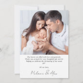 シンプル2フォトバプテスマ《キリスト教》洗礼式や命名式サンキューカード カード (裏面)