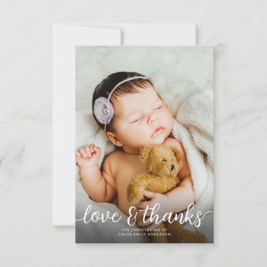 シンプル2フォトバプテスマ《キリスト教》洗礼式や命名式 サンキューカード (正面)