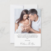 シンプル2フォトバプテスマ《キリスト教》洗礼式や命名式 サンキューカード (裏面)