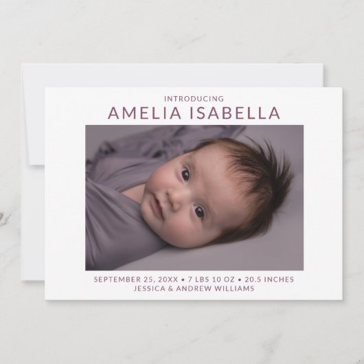 シンプル2フォト誕生 案内状 (正面)