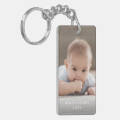 シンプル2モダンフォトホワイト文字オーバーレイKeepsake キーホルダー (正面左)