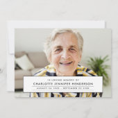 シンプル2モダン写真の葬儀/死別 サンキューカード (裏面)