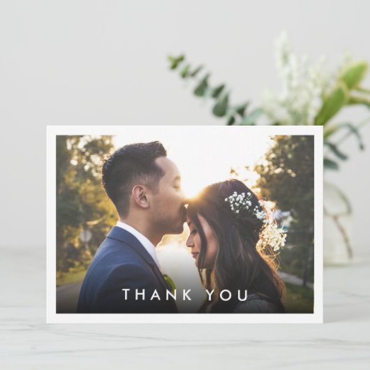 シンプル2モダン – 写真カスタムのメ結婚ッセージ サンキューカード (スタンド正面)