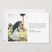 シンプル2モダン – 写真カスタムのメ結婚ッセージ サンキューカード (裏面)