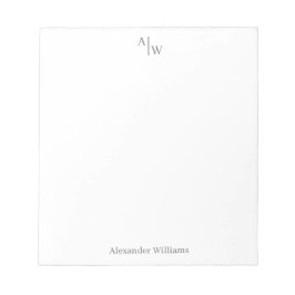 シンプル2モノグラムイニシャルプロフェッショナルデスクグレー ノートパッド