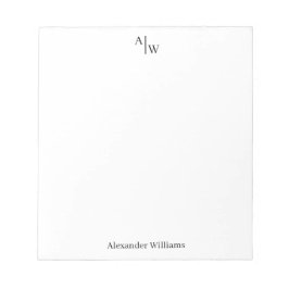 シンプル2モノグラムイニシャルプロフェッショナルデスクブラック ノートパッド