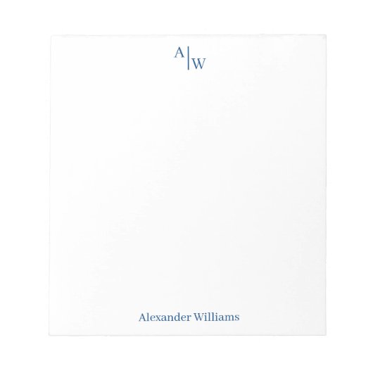 シンプル2モノグラムイニシャルプロフェッショナルネービーブルー ノートパッド (正面)