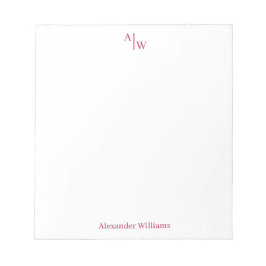 シンプル2モノグラムイニシャルプロフェッショナルブルゴーニュ ノートパッド