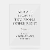 シンプル2人が右へスワイプ歓迎結婚 アクリルサイン (正面)