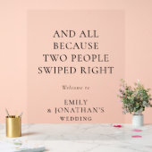 シンプル2人が右へスワイプ歓迎結婚 アクリルサイン (ウェディング)