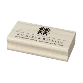 シンプル2倍モダンの幸福結婚の ラバースタンプ