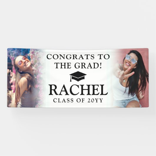 シンプル2写モダン真おめでとう 横断幕 (横)