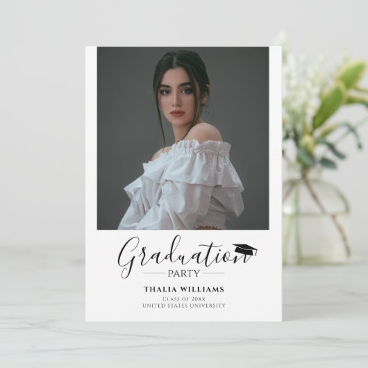 シンプル2写モダン真の卒業式 招待状 (スタンド正面)