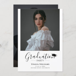 シンプル2写モダン真の卒業式 招待状