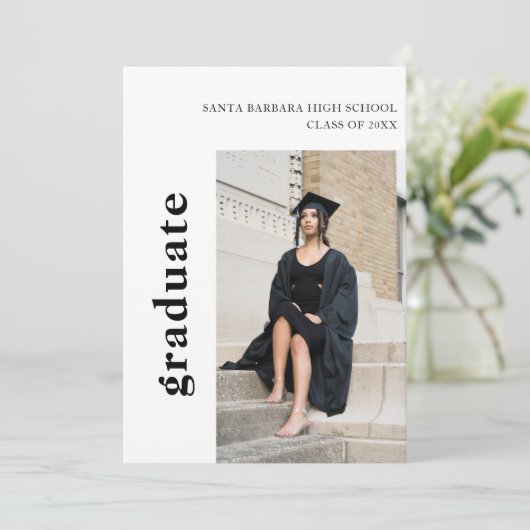 シンプル2写モダン真の卒業発表 招待状 (スタンド正面)