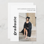 シンプル2写モダン真の卒業発表 招待状 (正面/裏面)