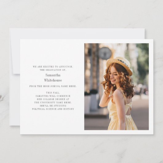 シンプル2写モダン真の卒業発表 案内状 (裏面)