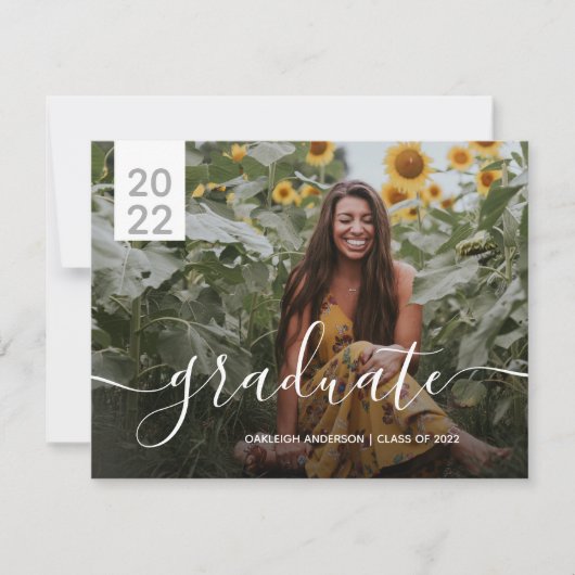 シンプル2写モダン真の卒業発表 案内状 (正面)