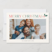シンプル2写真メリーカラフルクリスマス シーズンカード (正面)