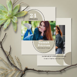 シンプル2写真卒業カレッジ・セージ 案内状