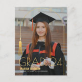 シンプル2写真金ゴールドタッセル卒業発表 ポストカード (正面)