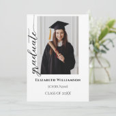 シンプル2写真黒書道台本卒業 案内状 (スタンド正面)